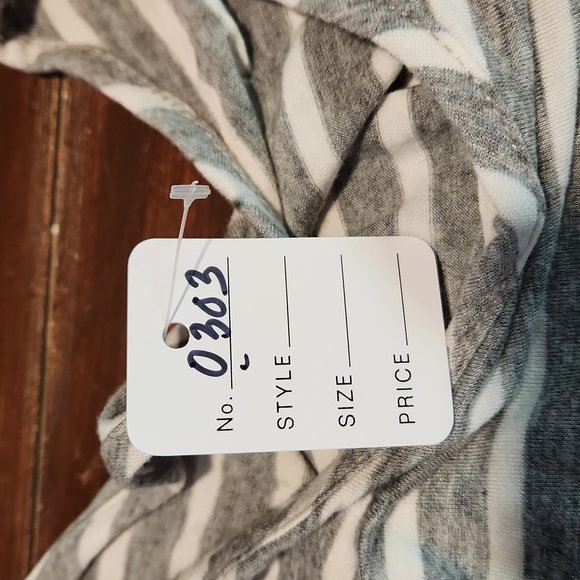 Grey/White Striped Peekaboo Shoulder with Knotted Waist (303) - Picture 4 of 6